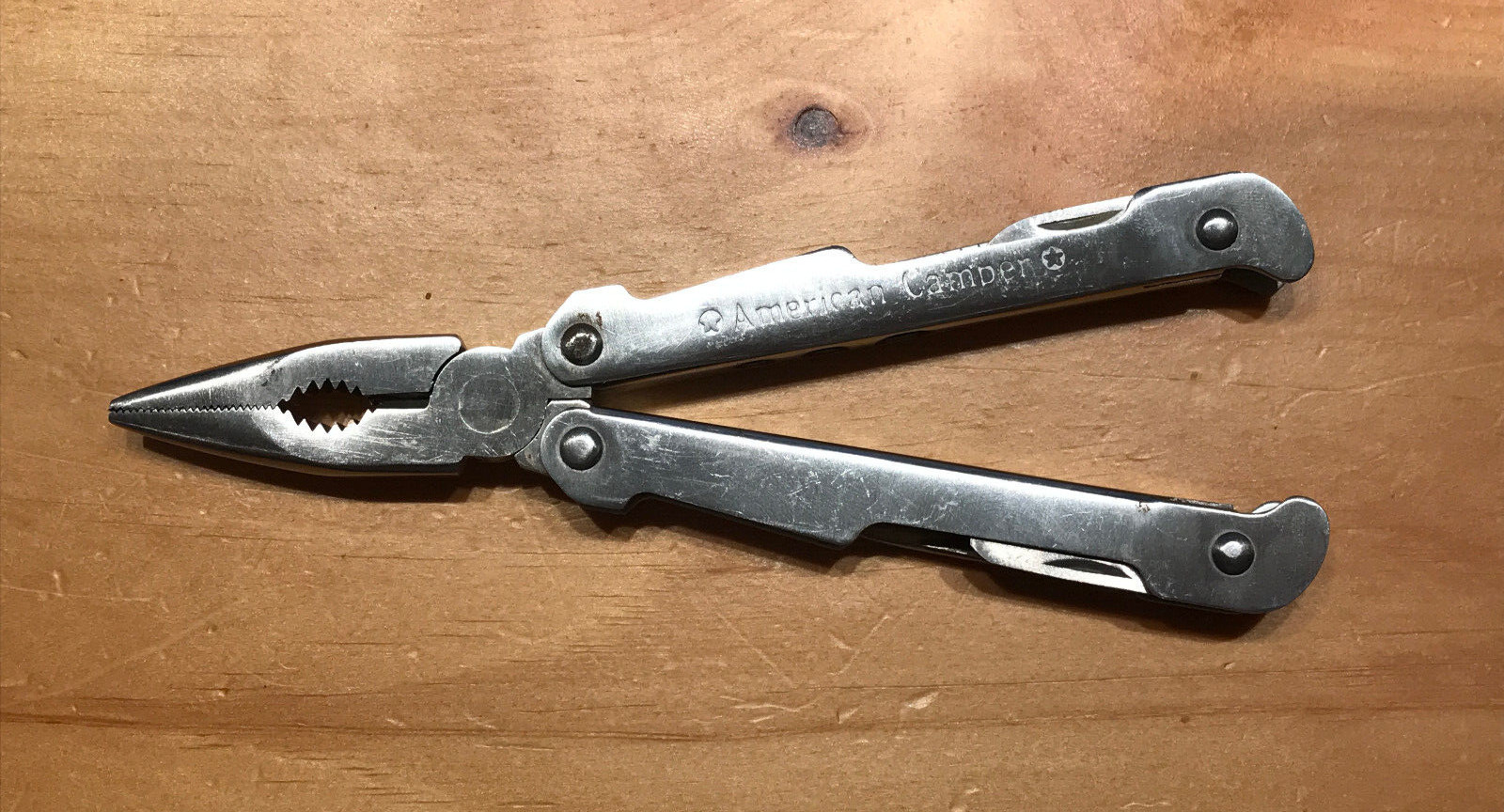 AMERICAN CAMPER BRAND STAINLESS STEEL MULTI TOOL COMBO PLIER W/ LEATHER SHEATH