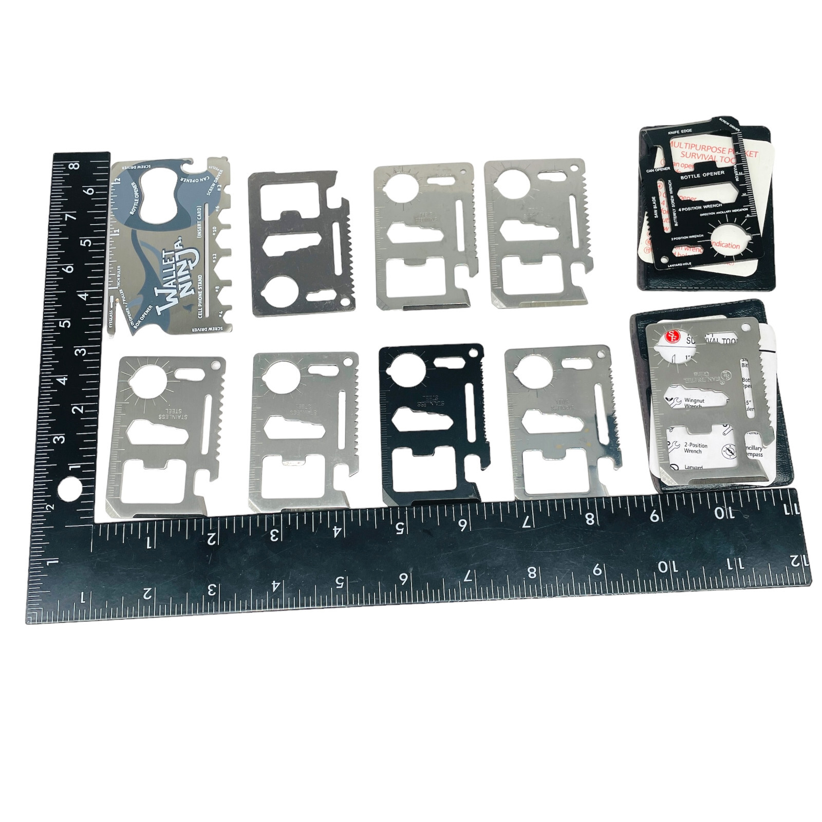 10Pc Stainless Steel CreditCard Knife 11 in 1 MultiPocket Survival Camping Tools