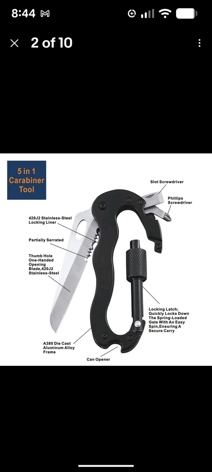 lots of 200/6 IN 1 Multitool Carabiner Outdoor Survival Multi Tool
