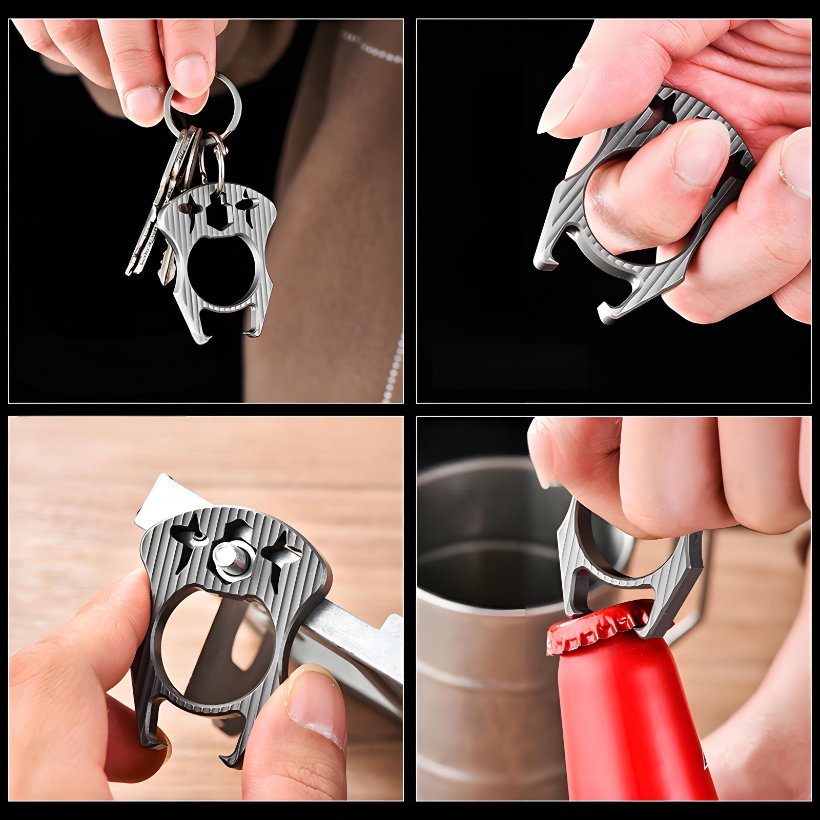 Titanium Alloy EDC Multi Tool Bottle Opener Keychain Pocket Survival Gear