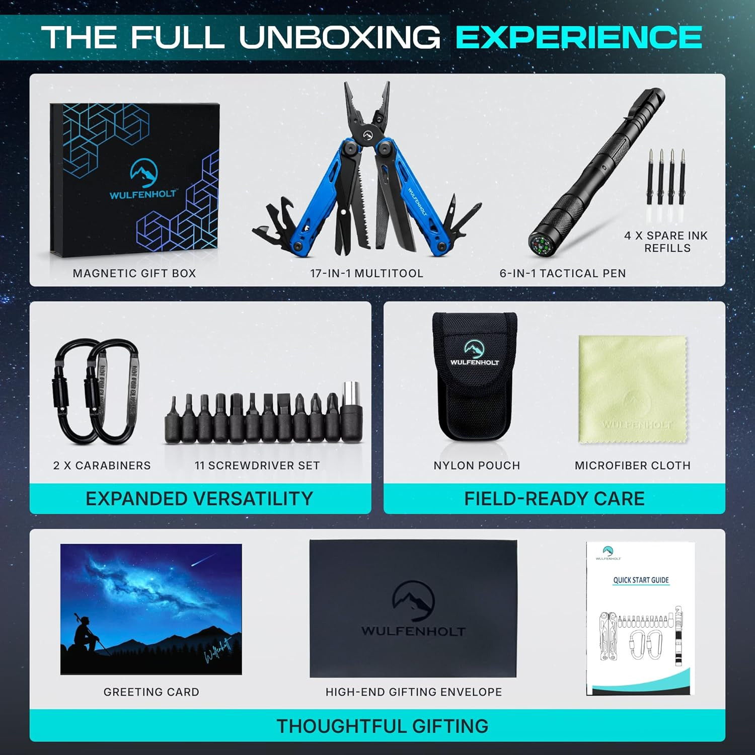 17-In-1 Multitool Pliers with Large Scissors | 6-In-1 Tactical Pen & Carabiners