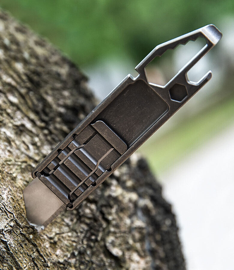 Titanium Pocket Utility Knife Opener Crowbar Wrench Outdoor EDC Keychain Tool