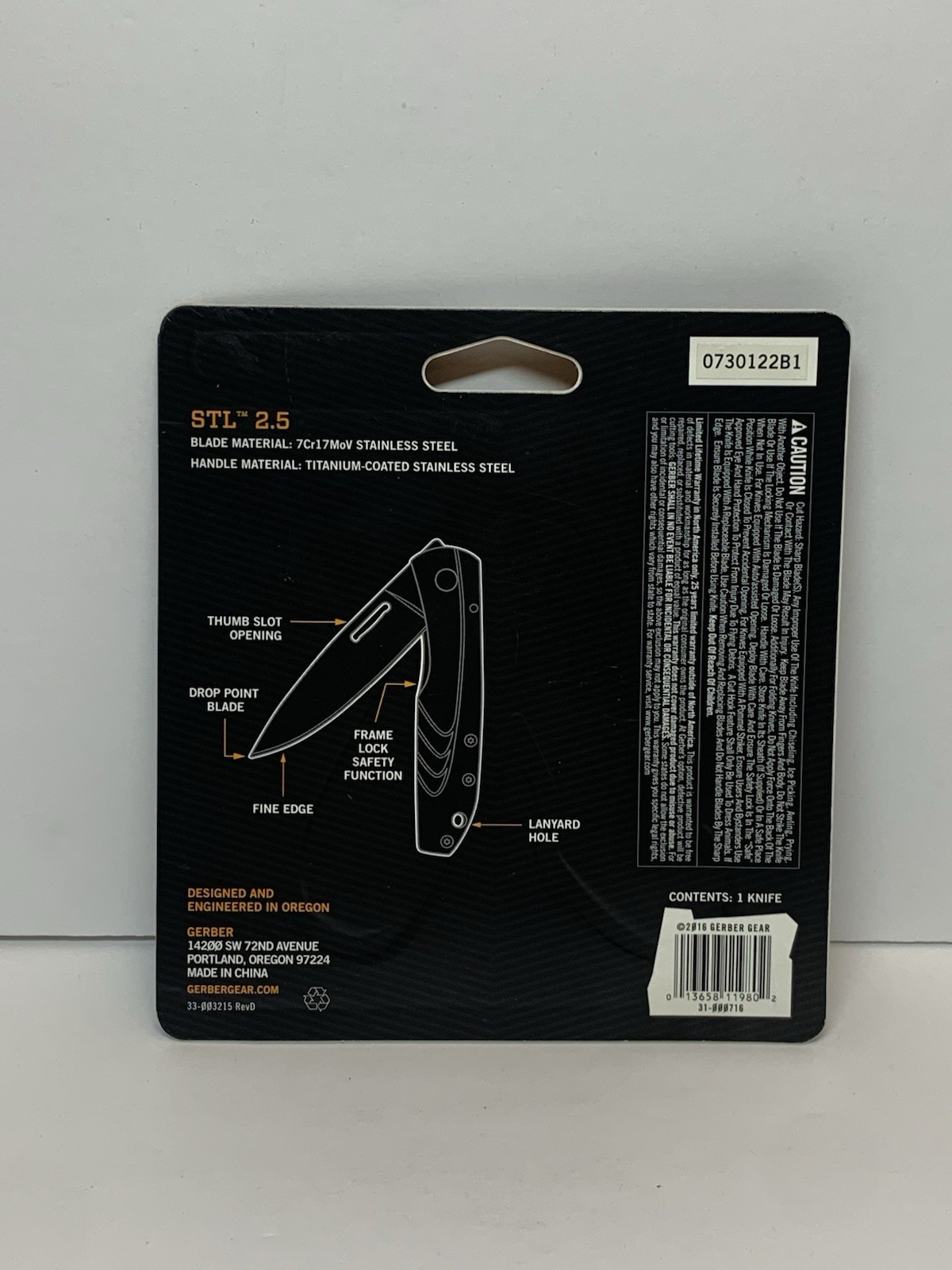 Gerber STL 2.5 Drop Point Fine Edge Knife 31000716 ~ NEW