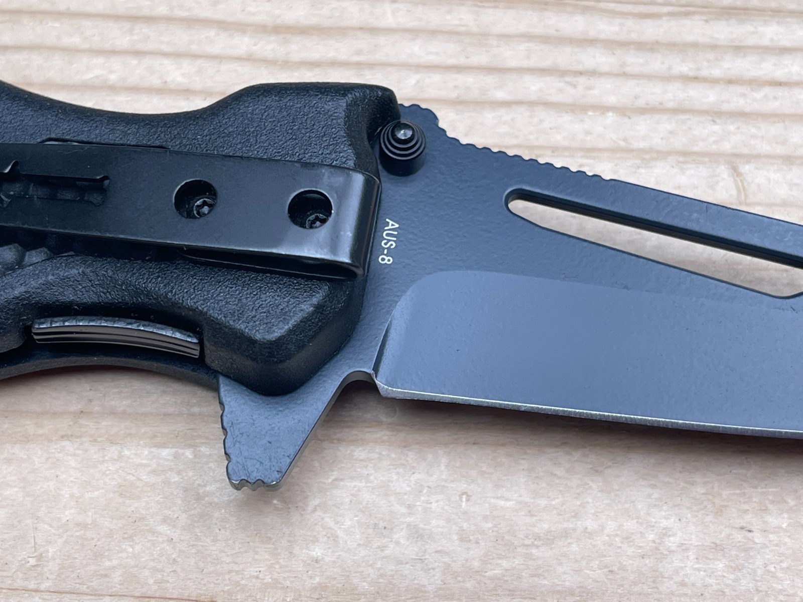 Camillus Jared Ogden Titanium NS-8B Plain Edge AUS-8 Black GFN Folding Knife