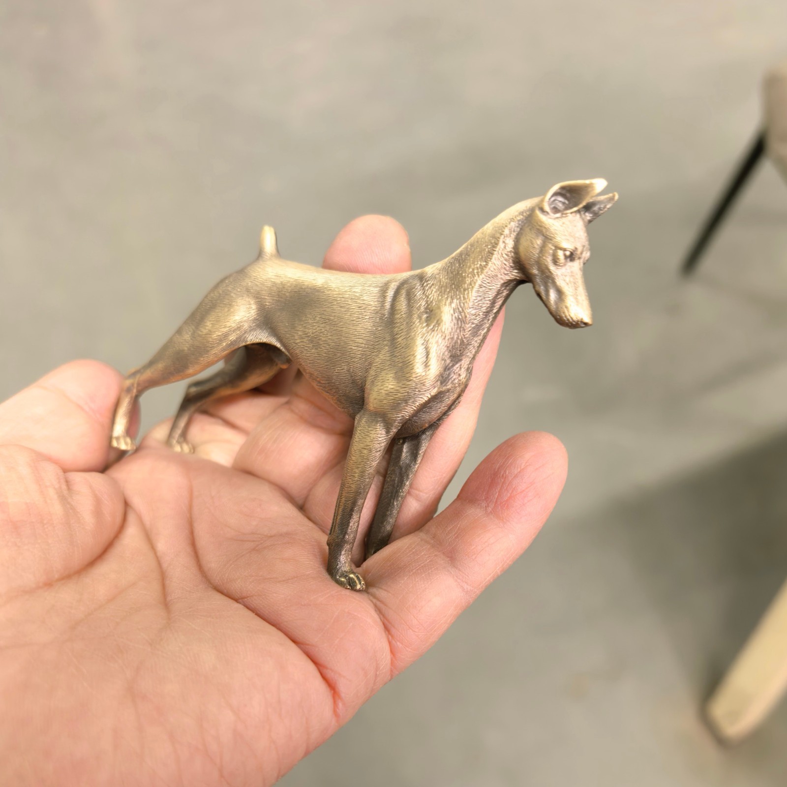 Brass copper sculpture Doberman Pinscher ornament Artistic animal canine dog