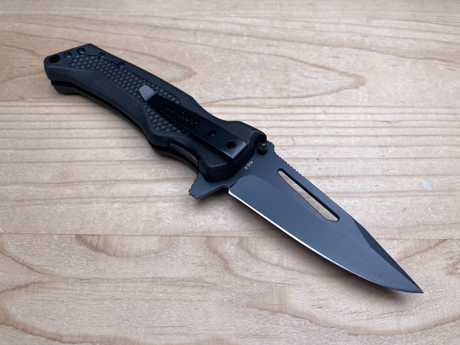 Camillus Jared Ogden Titanium NS-8B Plain Edge AUS-8 Black GFN Folding Knife