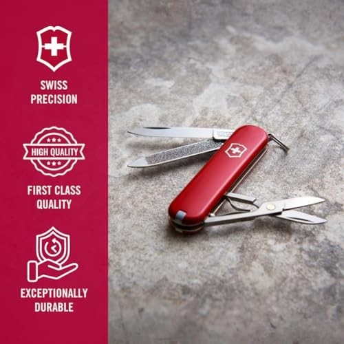 Victorinox Swiss Army Classic SD, (7) functions Folding Pocket Knife, Red