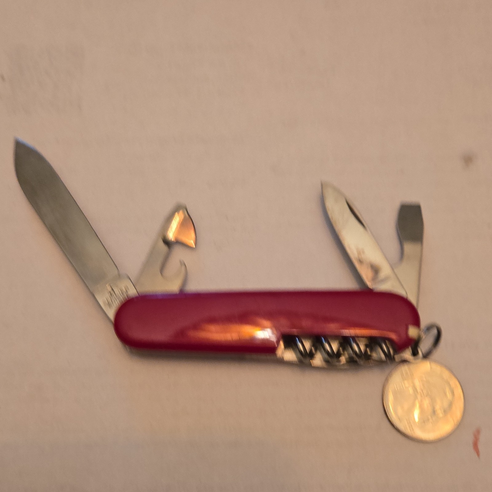 Victorinox Red Multi-Tool Knife Stainless Steel 7 Tools w/ Corkscrew
