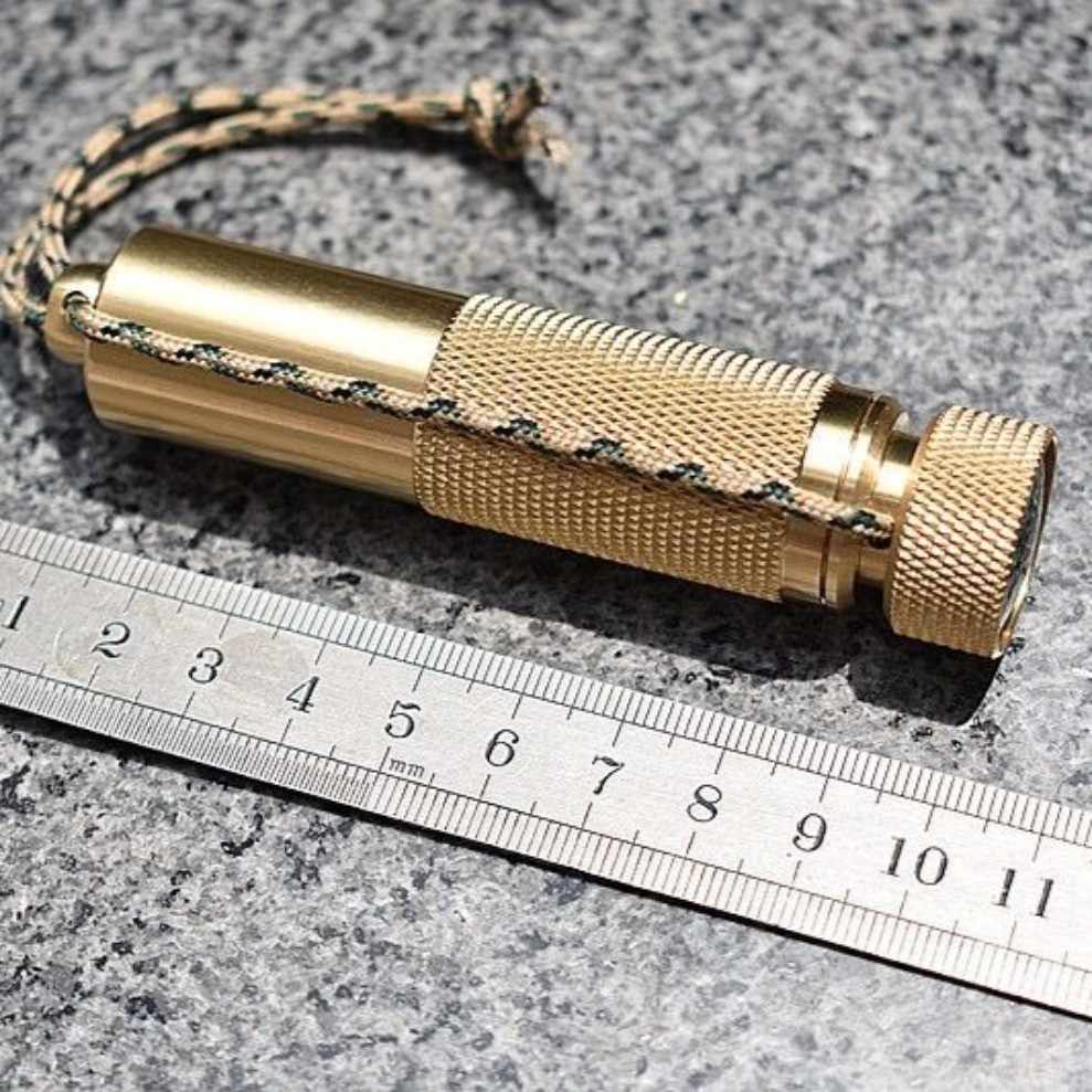 Multifunction Outdoor Copper Waterproof Compass EDC Storage Box Pill Bottle