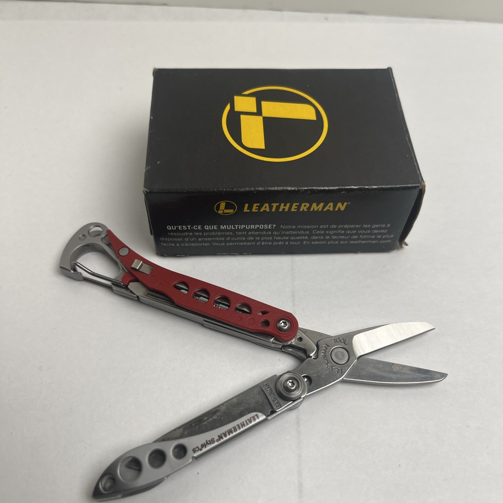 LEATHERMAN STYLE CS MINI SCISSORS MULTI TOOL KNIFE & BOTTLE OPENER RED 831506