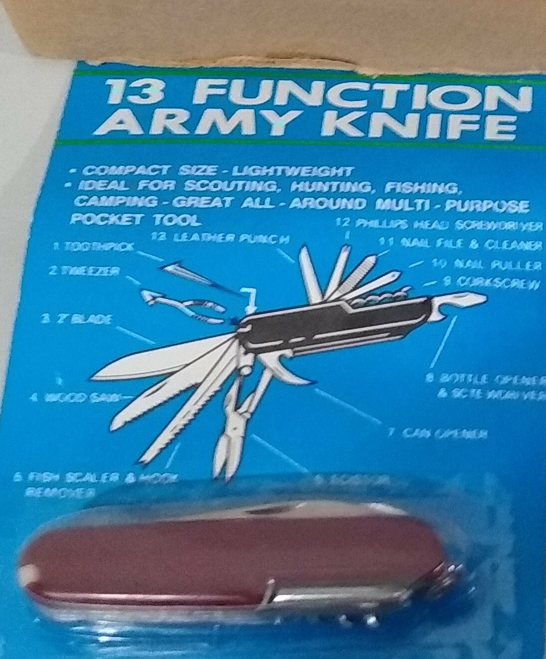 13 Function Army Knife – Camping, Hunting, Scouts, Survival ~ New