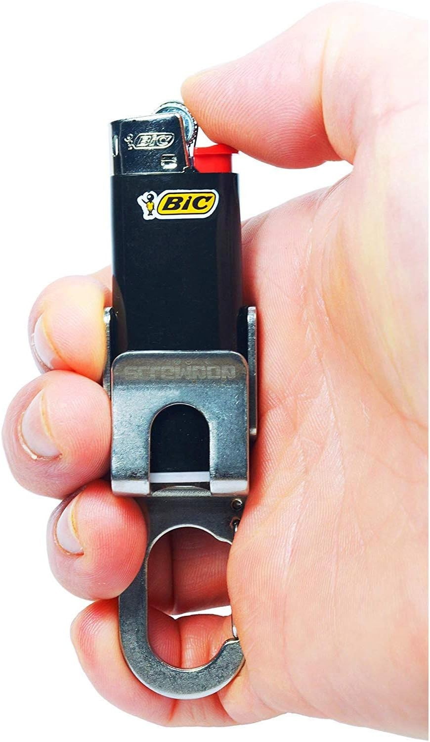 Elegant Bic Full-Size Lighter Holder with Carabiner & Bottle Opener – Stainle…