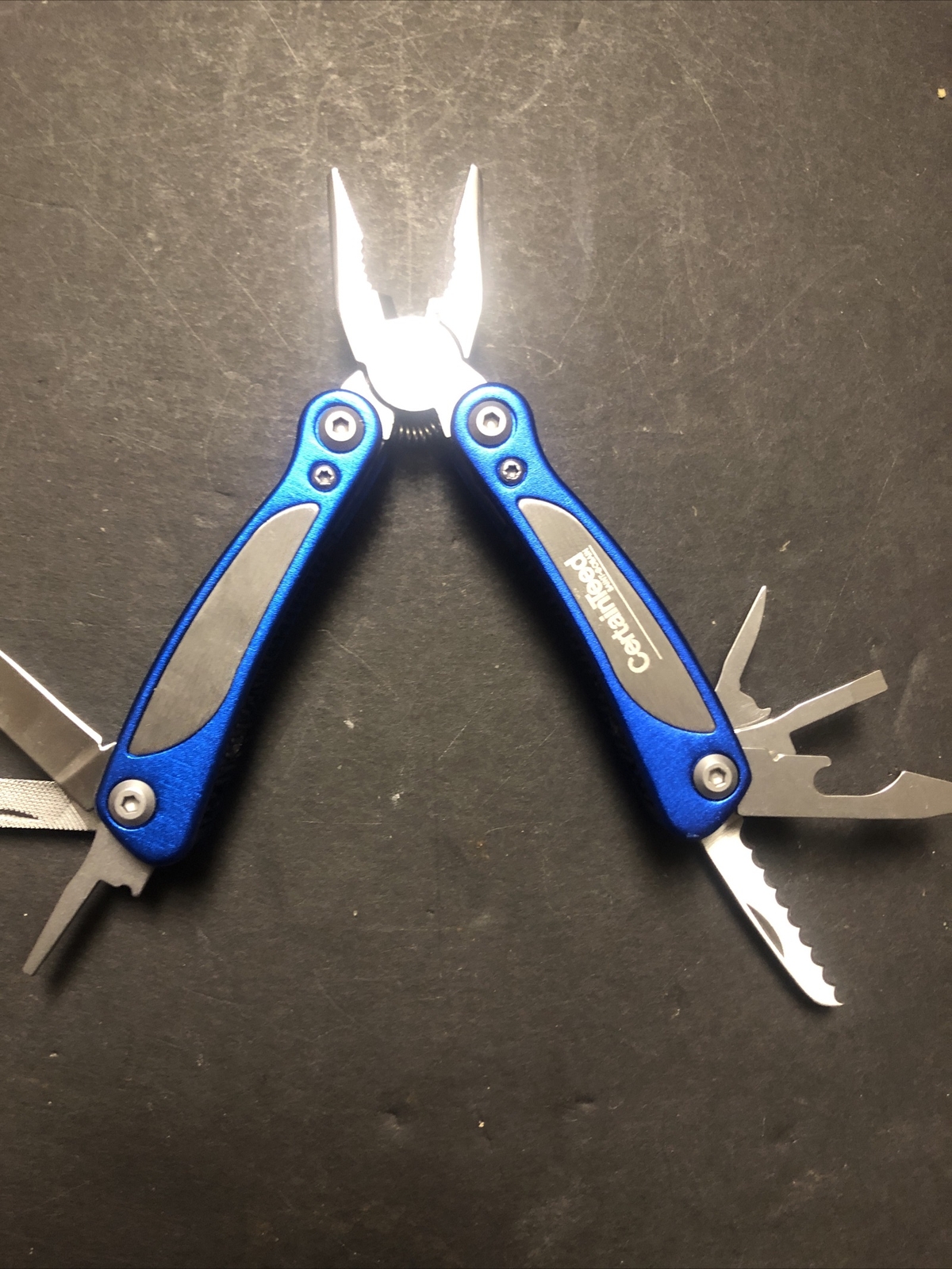 High Sierra Spring Assisted Pliers Multi Tool Knife Blue w/ Silver Accent & Case