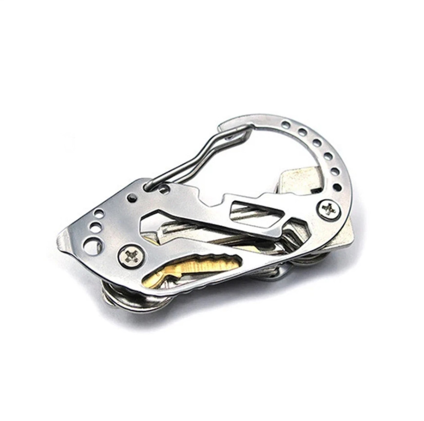 Stainless Multi Tool EDC Pocket Survival Carabiner Screwdriver Keychain Wrench**