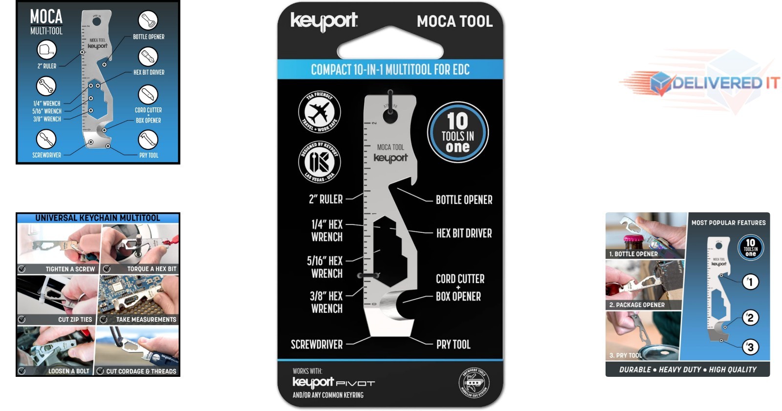 Stainless Steel Keychain Multitool 10-in-1 Compact Travel EDC Gear