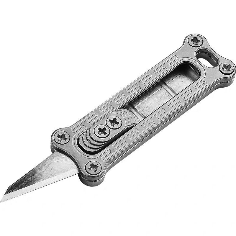 Mini Solid Brass Utility Cutter Knife Key Chain Outdoor Survival EDC Tool
