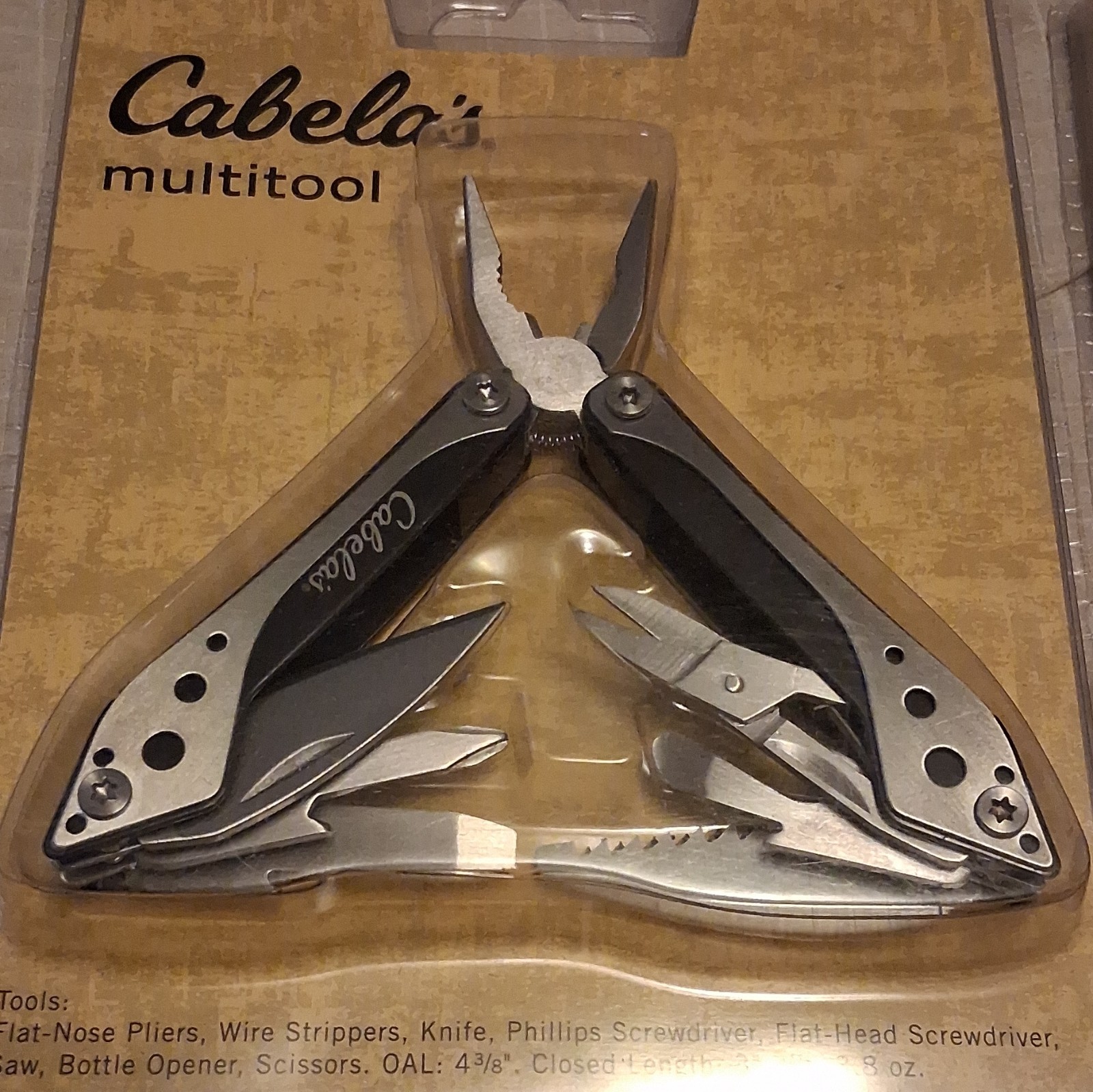 Cabela’s Multitool 7-in-1 Stainless Steel Black-Green Teal w/ Sheath