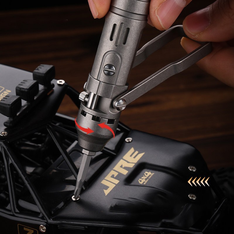 Titanium Alloy Ratchet Screwdriver EDC Multi Tool with Bits Compact Pocket Tool