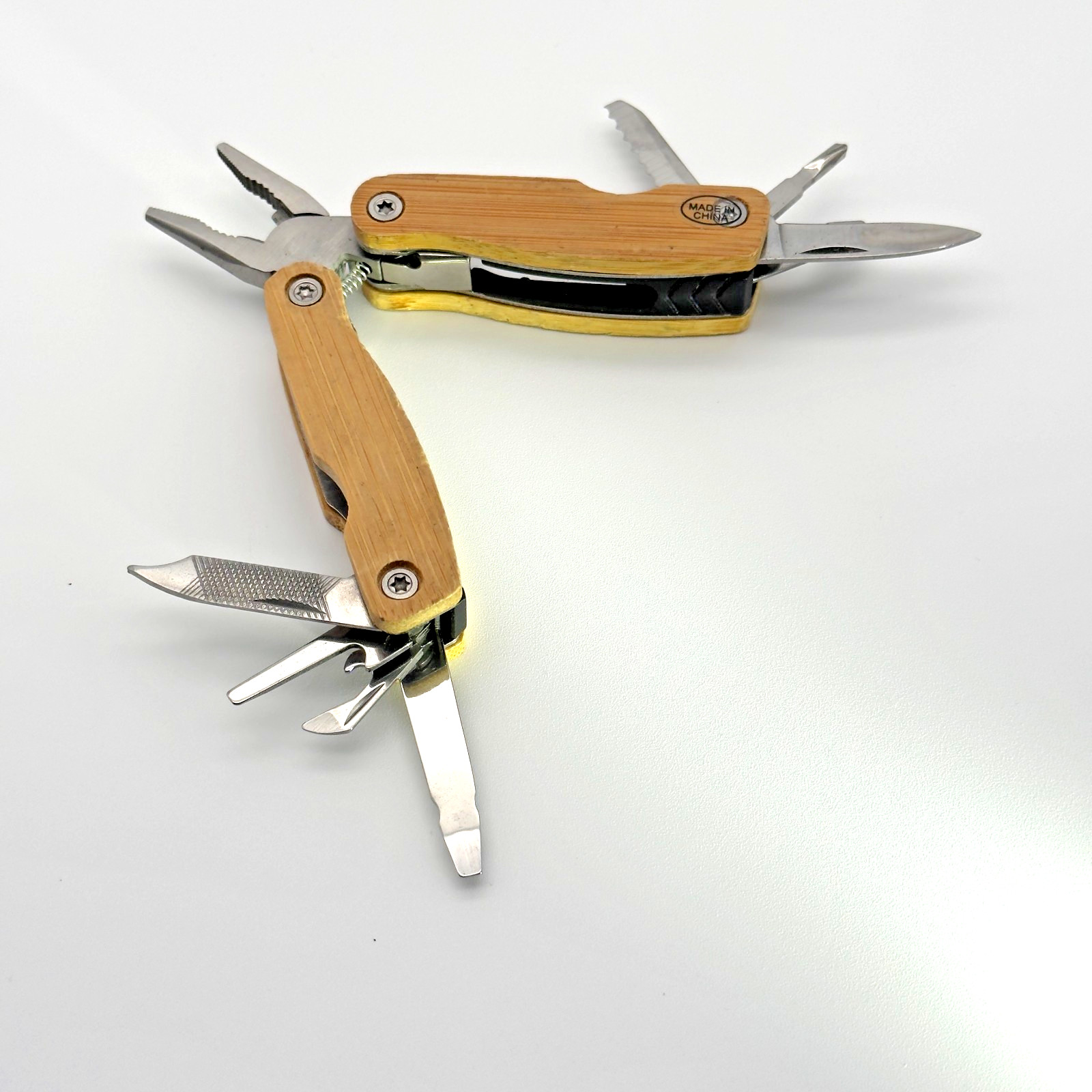 Scoop Mini Multi-Tool Keychain Pliers Pocket Knife Wood Handle – Compact EDC