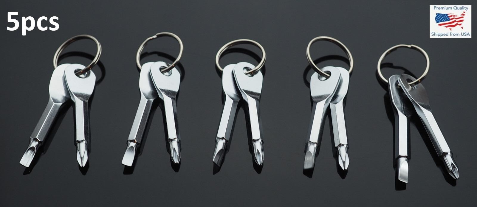 5pcs Key Ring Screwdriver EDC Tool Set Outdoor Pocket Mini Tool Keychain Silver