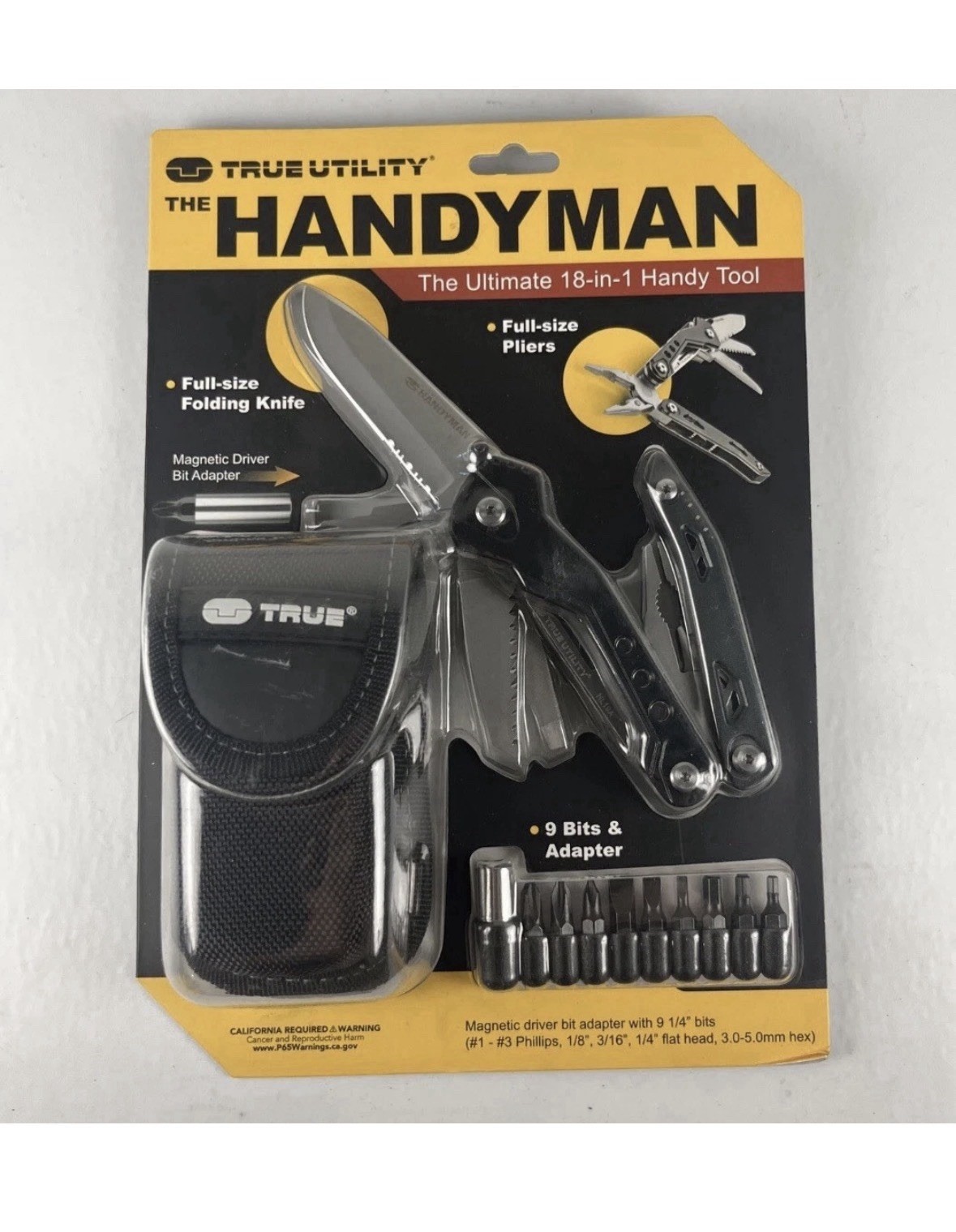 True Utility TU181 Handyman 18 In 1 Multi Tool / Ultimate Tool Black w/Bit Set