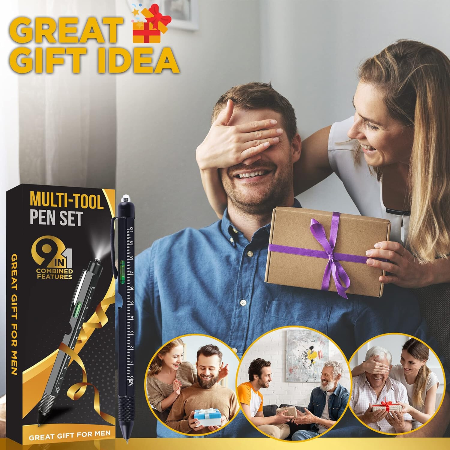 NEW Multitool Pen Set 9 In 1, 9 Tools, Gadet Gifts for Men, Fathers Day Gift