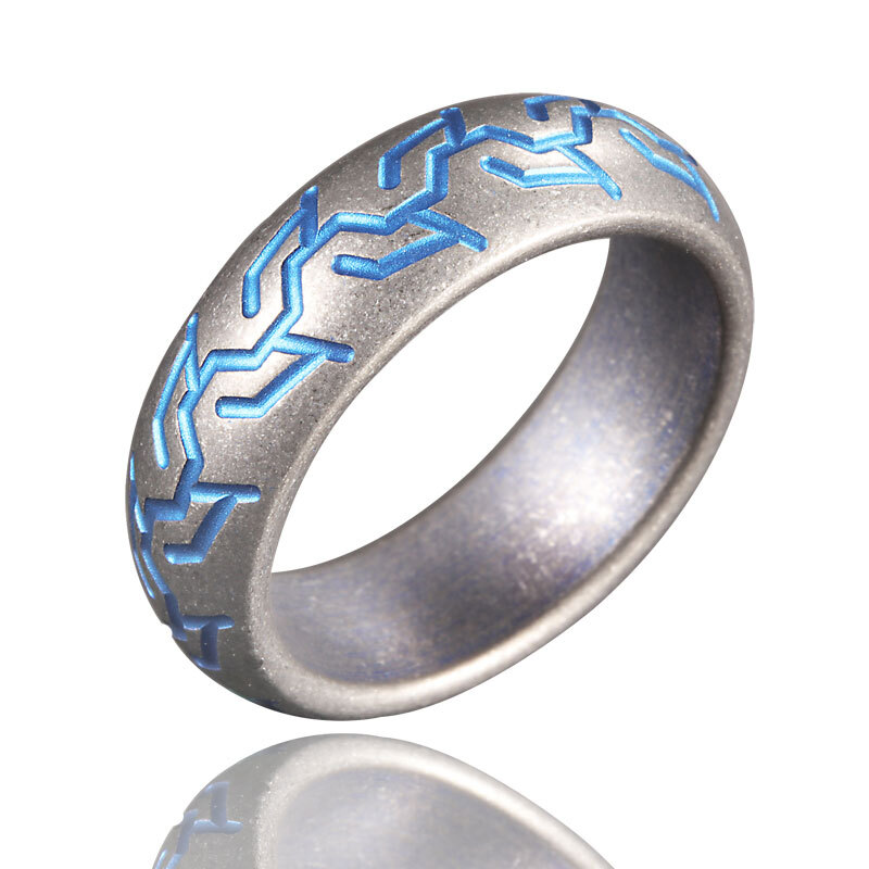 TC4 Titanium Alloy Tire pattern Finger Ring Necklace Pendant bead Decorative EDC