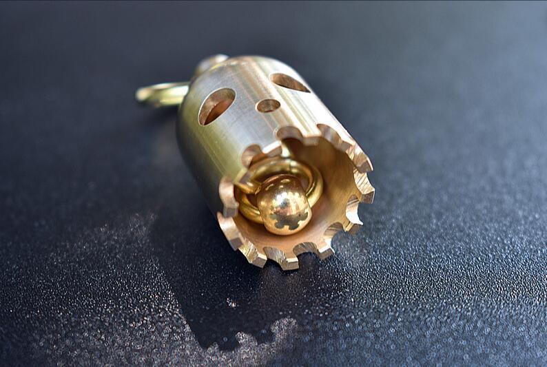 1PCS Small Brass Bell Wind Chime Rope Bead Penant Keychain EDC Pendant Ornament