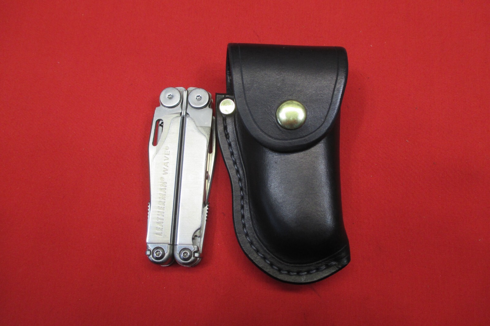 Leather Sheath LEATHERMAN WAVE MULTI TOOL, Holster Shaped, WITH STEEL BELT CLIP