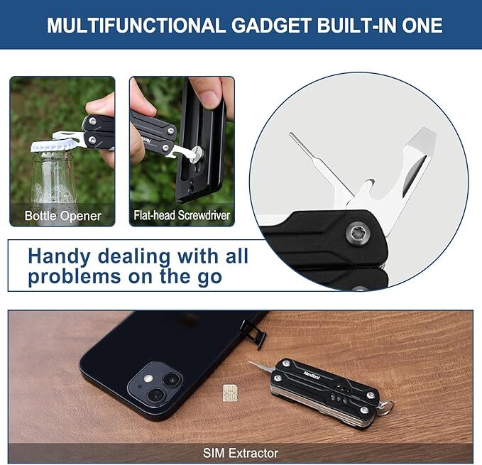 Multitool with Needle Nose Pliers Scissors SIM Extractor Screwdrivers for Travel