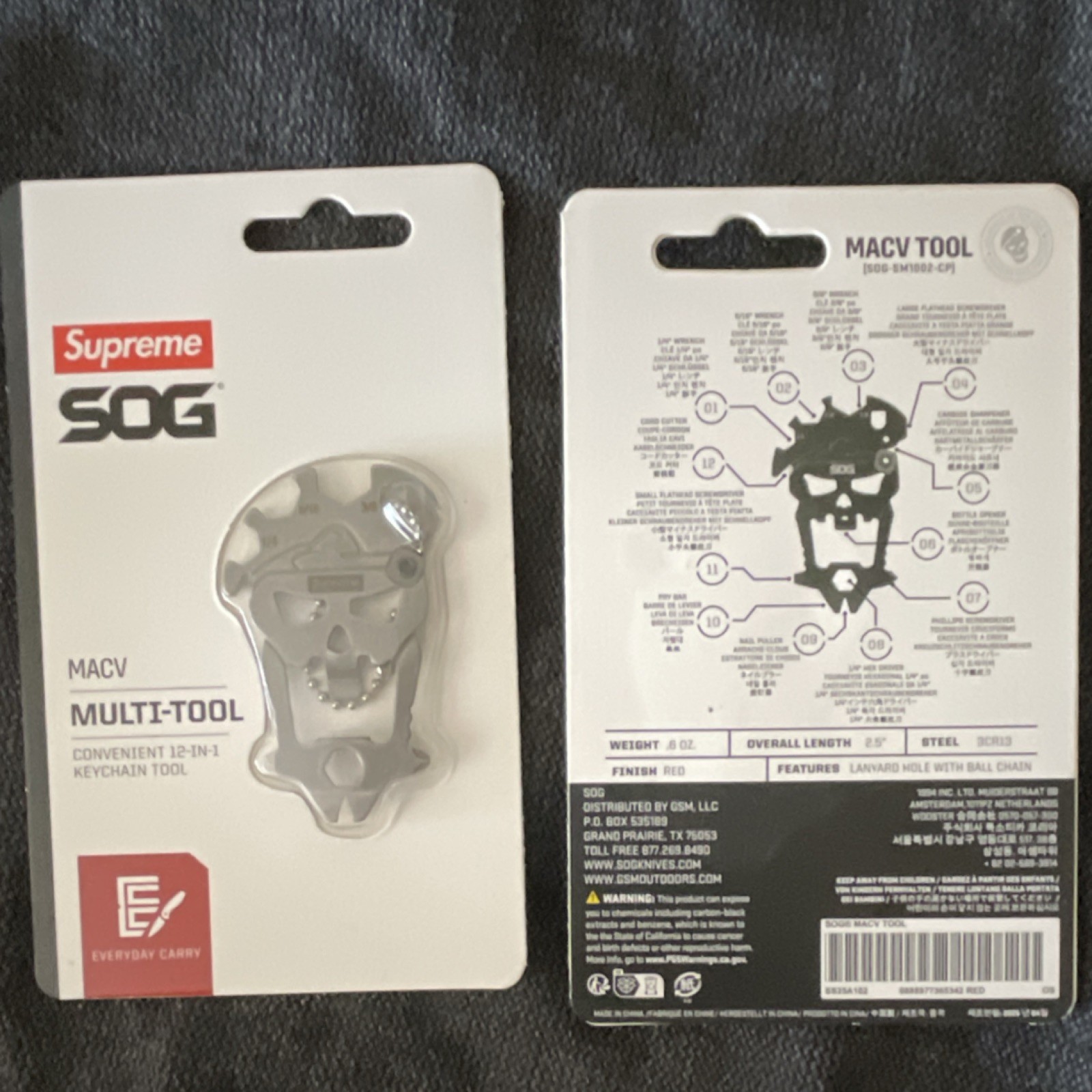 Supreme SOG MACV 12-in-1 Steel Multi-Tool Silver & Red Bottle Opener Screwdriver