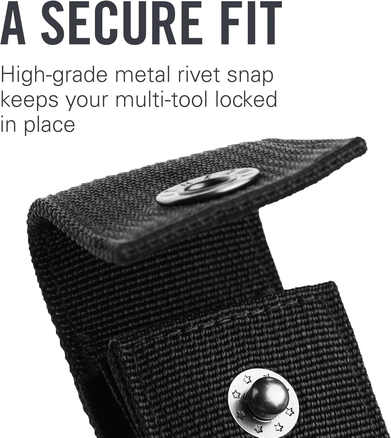 , Premium Nylon Snap Sheath, Fits 3.25” to 4.5” Multi-Tools, Black, Medium