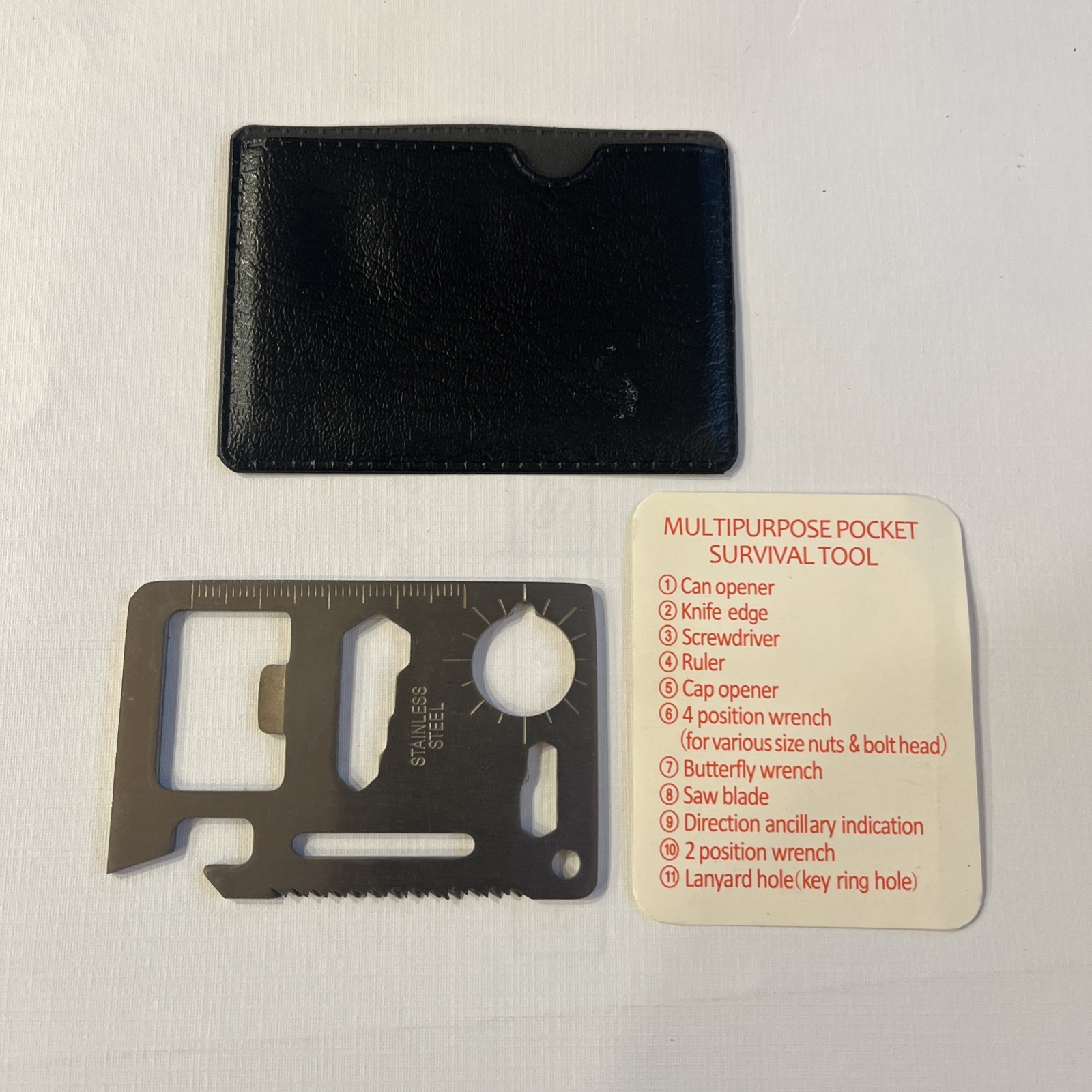 11 Function Credit Card Size Survival Pocket Tool NEW Stainless Steel
