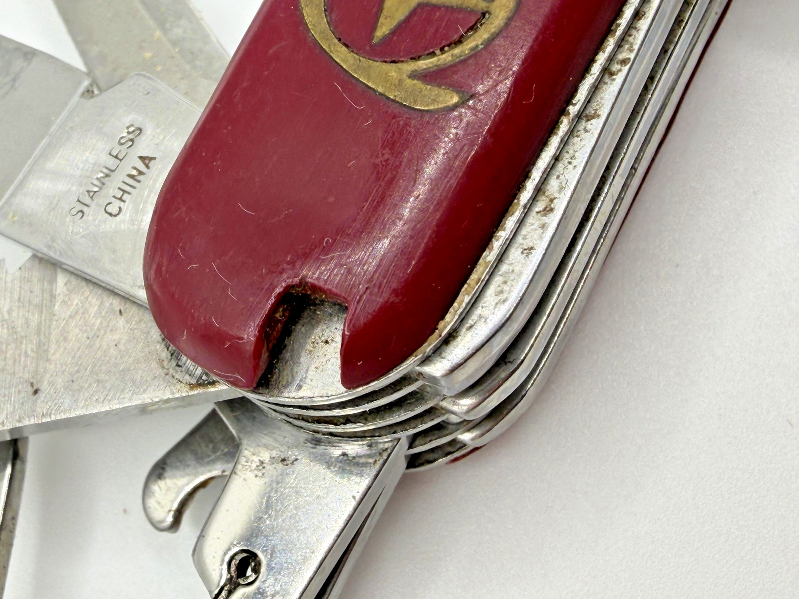 RED STAINLESS STEEL 9-IN-1 POCKET KNIFE MULTI-TOOL SCISSORS CORKSCREW OPENER