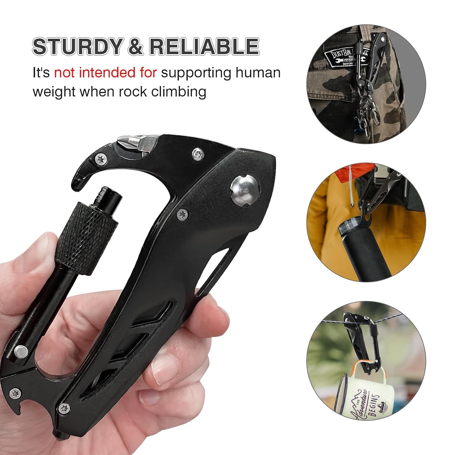 FUNBRO Multitool Carabiner with Pocket Knife, Stocking Stuffers Gifts for Men, E