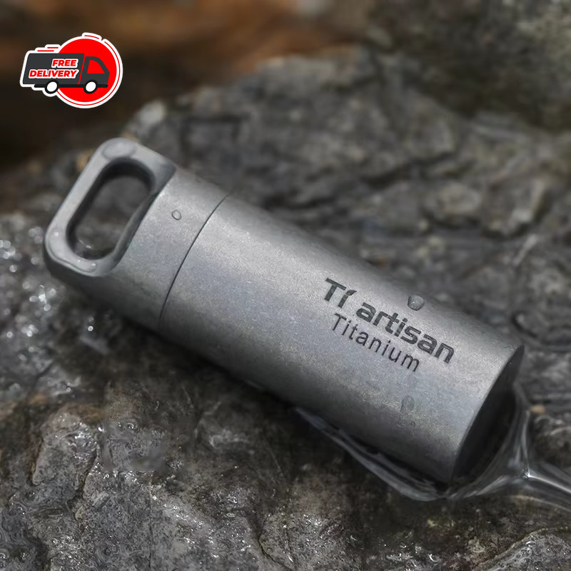 Titanium Alloy Waterproof Container Pill Box Travel Survival EDC Tool Keychain