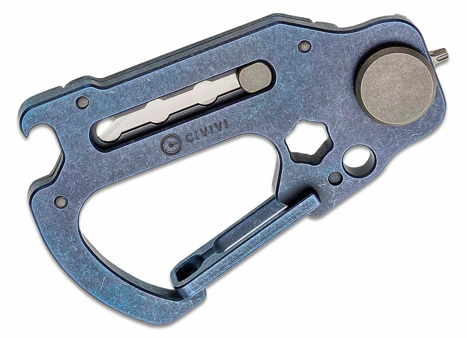 Civivi Polymorph Carabiner Keychain Titanium Multi Tool Blue Utility Blades