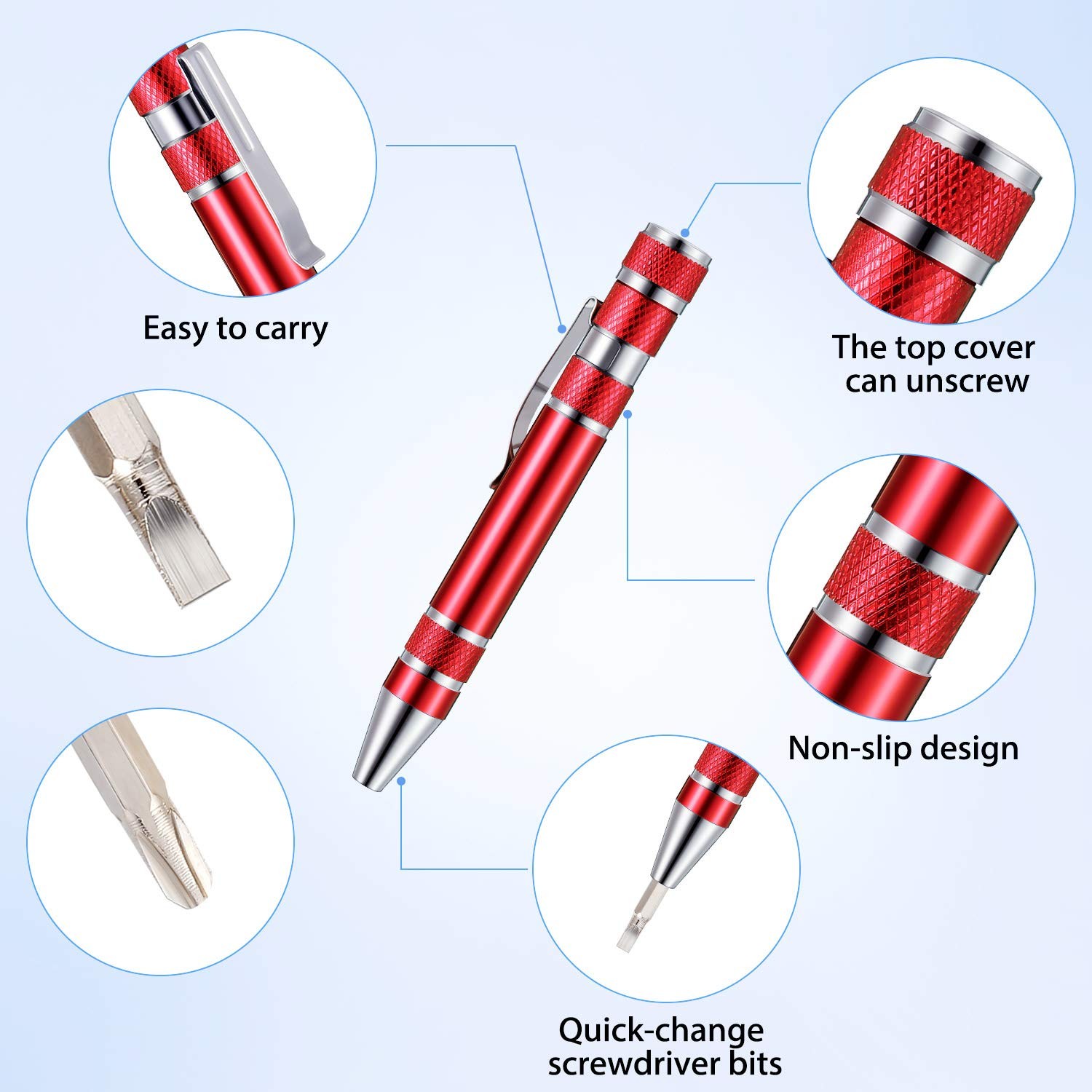 Mudder 8-in-1 Pen Screwdriver Multitool Magnetic 4 Pack