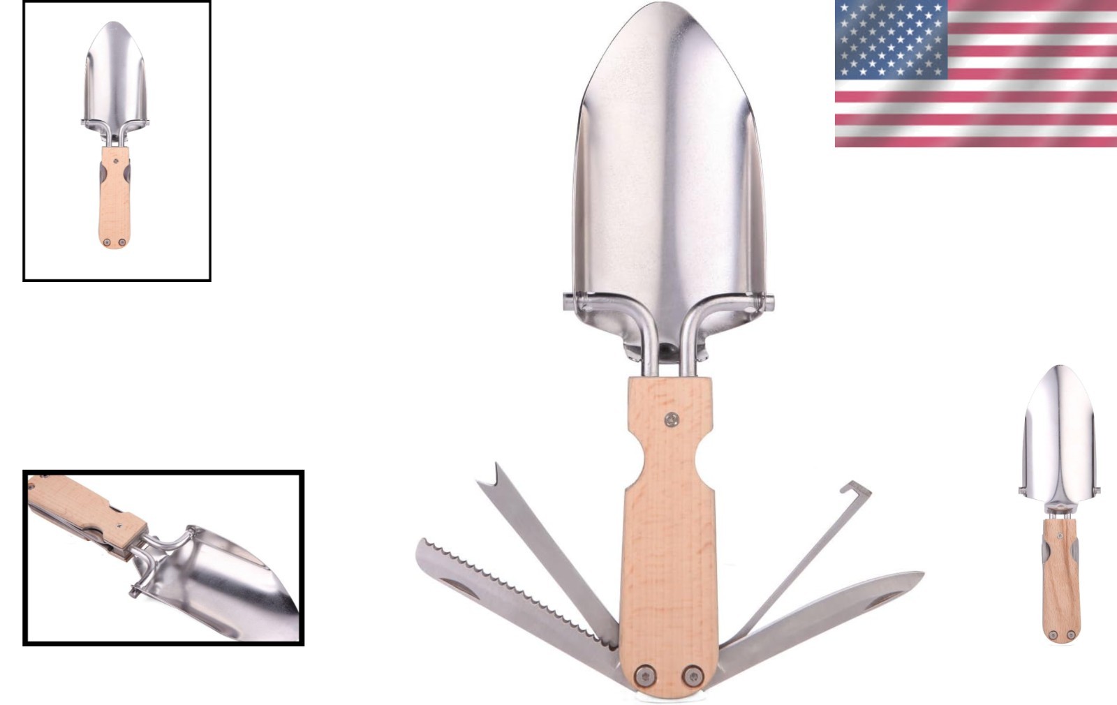 Stainless Steel Pocket Multi Tool with Beechwood Handle – Perfect for Gardeners
