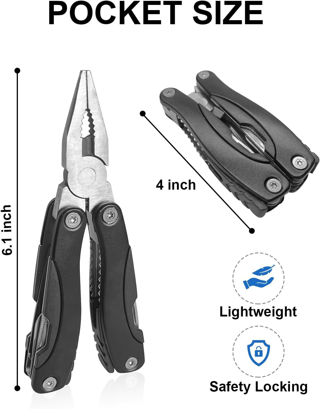 11-In-1 Multitool Pliers – Stainless Steel Pocket Knife with Pliers, Screwdriver