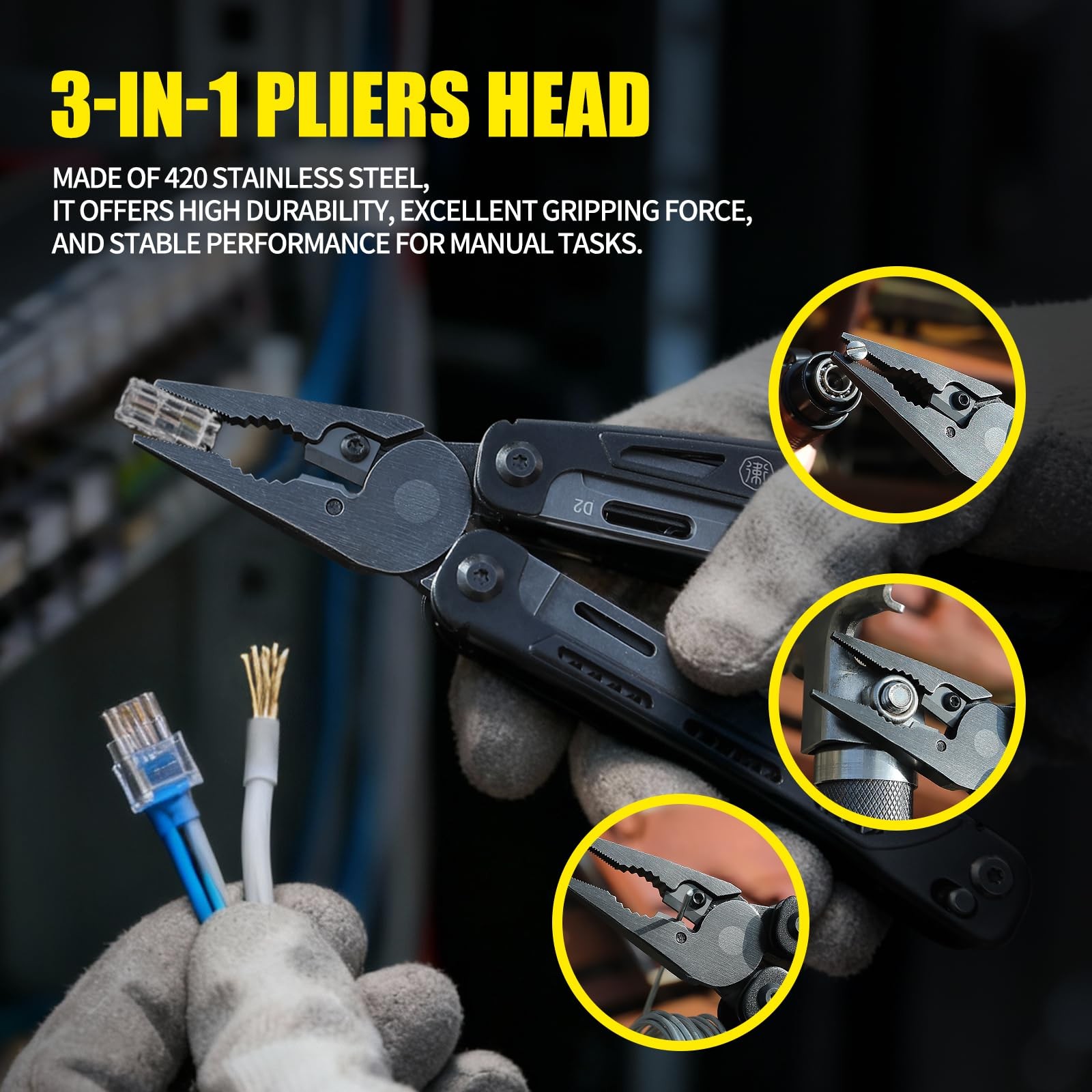 MT-11 20-in-1 Multitool Pliers, Heavy Duty Pocket Tool with Premium D2 Steel …