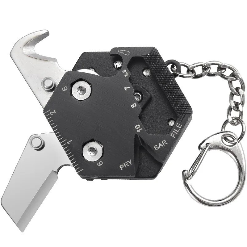 Keychain Screwdriver Multifunctional Hexagon Coin Outdoor EDC Tool Knife Pocket