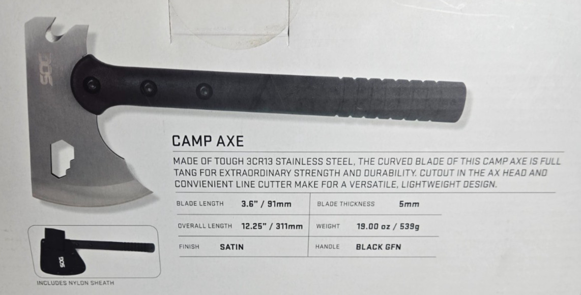 SOG Ultimate Camping Kit – Camp Axe, Field Knife, Entrenching Tool & Flint