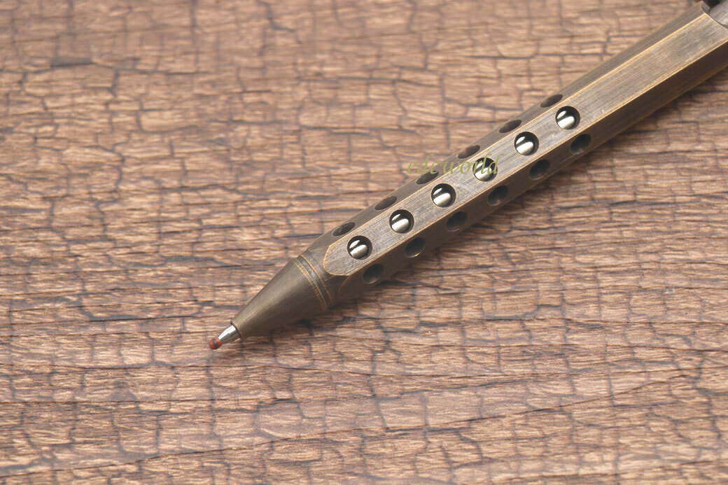 EDC Handmade Six-Edge Brass Pen Practical Ballpoint Pen Pocket Keychain Pen
