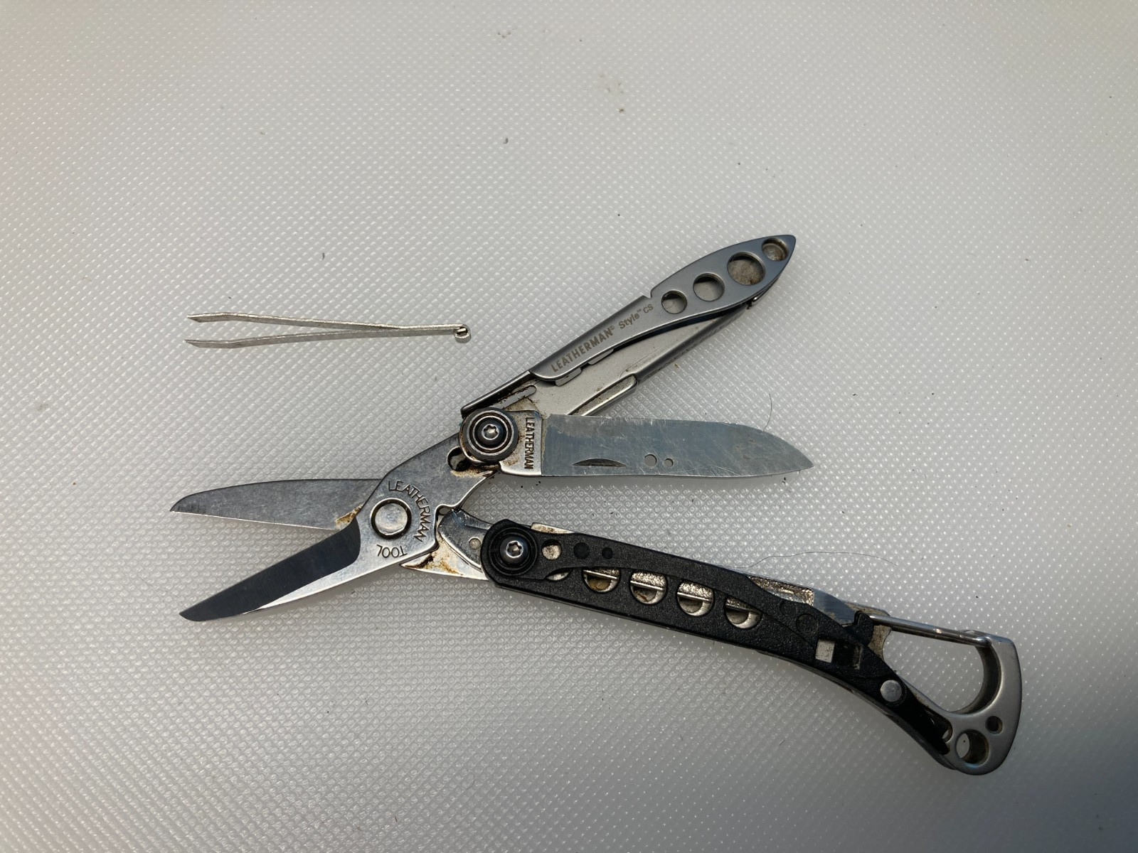 Leatherman Style cs Multi Tool Knife File Scissor Tweezer Carabiner Black