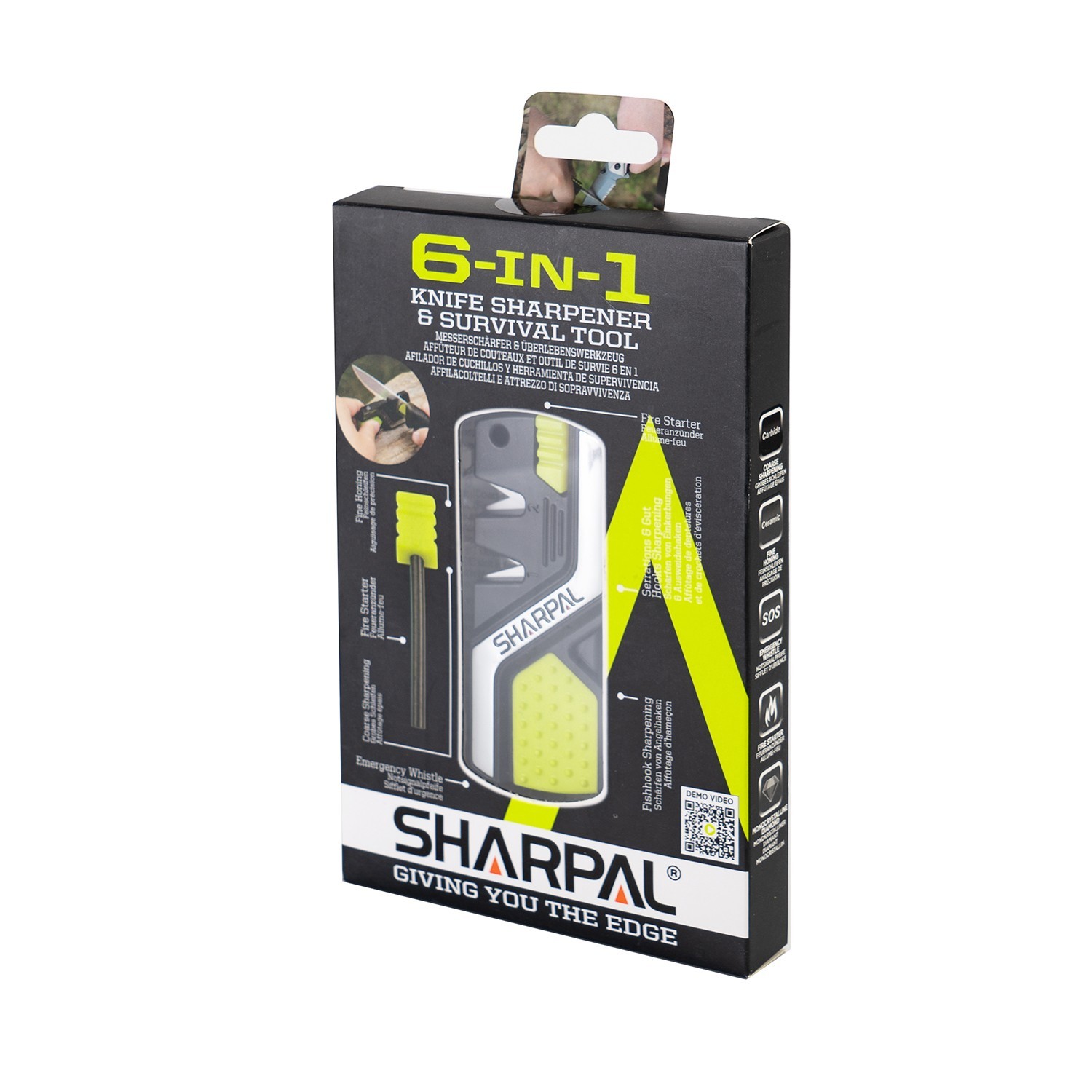 SHARPAL 6-In-1 Pocket Knife Sharpener&Survival Tool, with Fire Starter, Whistle