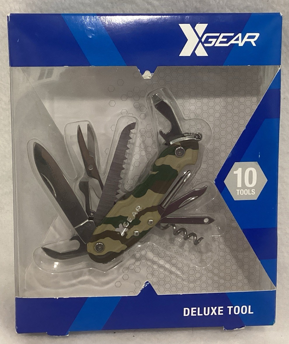 NEW X-Gear Deluxe 10-in-1 Stainless Steel Multi-Tool Camping Survival Tool Camo