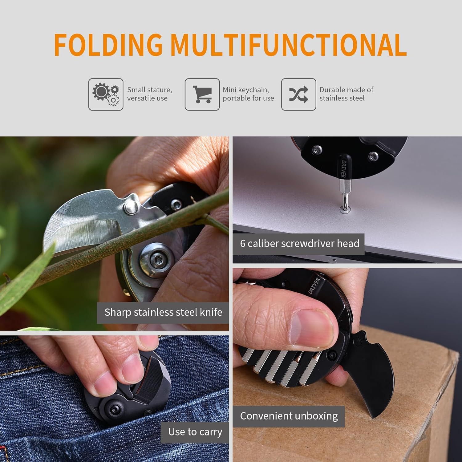 7-In-1 Mini Outdoor Folding Multifunctional Tool – Small EDC Multitool with Scre