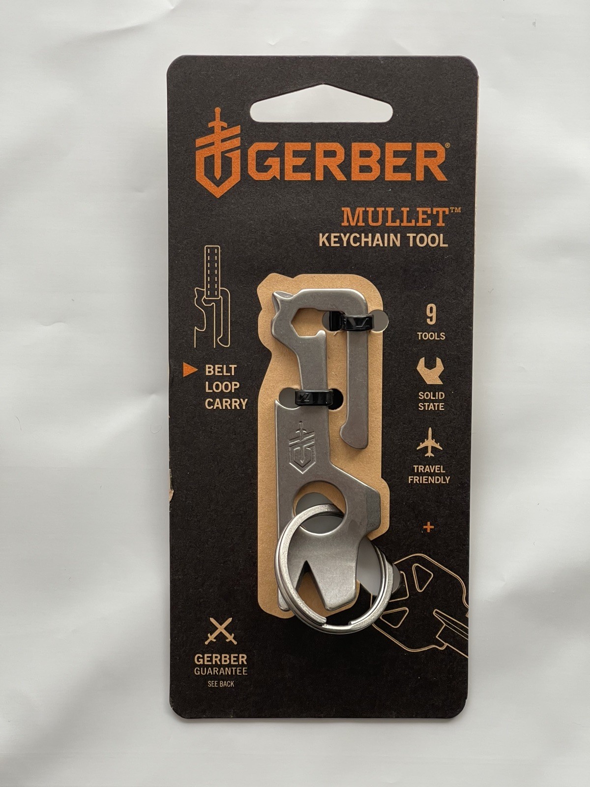 Gerber Mullet Keychain Multi Tool 9 in 1 Belt Loop Carry Travel Friendly