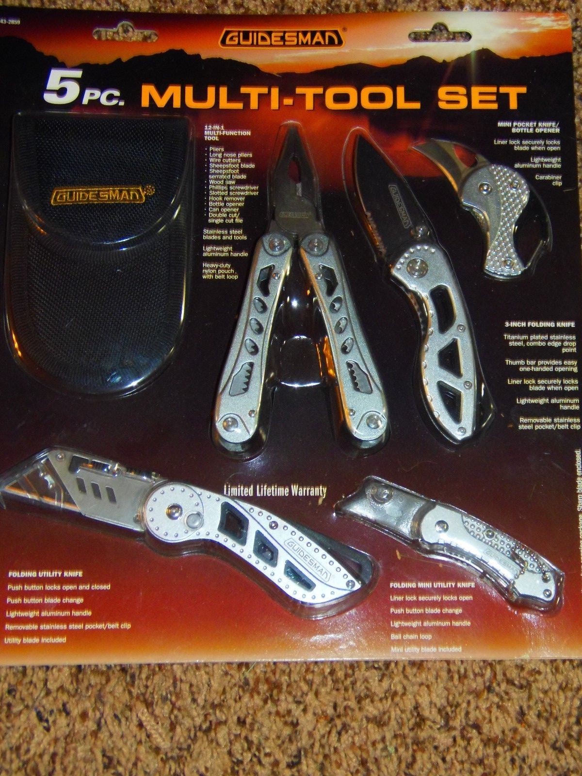 Guidesman 5 Piece Multi-tool set – Nylon Pouch With Belt Loop – (1-PO-113)